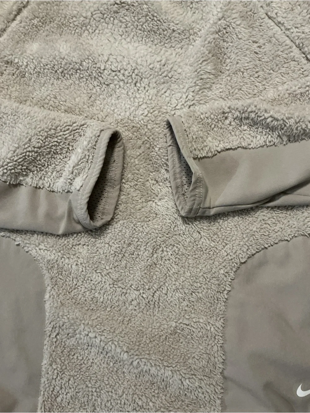 Nike Women’s Beige Sherpa Fleece Pullover Hoodie